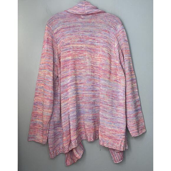Woman Within Plus Size 1X Marled Pastel Pink Space Dye Drape Cardigan Soft Girl - Picture 4 of 9